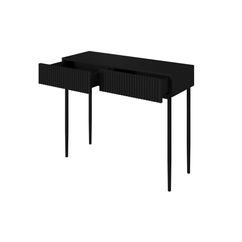 Konsola / toaletka Nicole 100 cm z szufladami - czarny mat / czarne nóżki